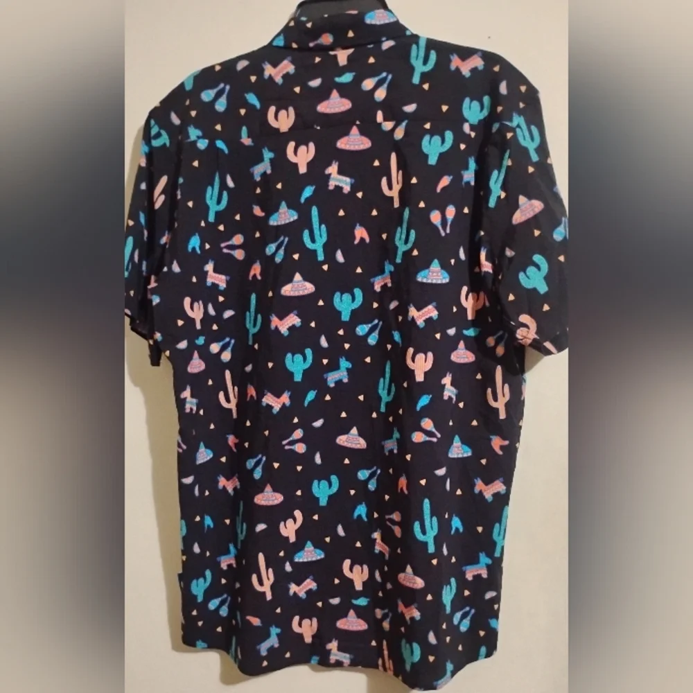 Tipsy Elves Shirt Mens Midnight Fiesta Hawaiian Pinata Cactus zise XL - Picture 13 of 16